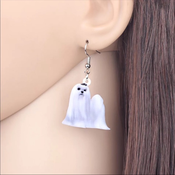 Shih Tzu Dog Acrylic Earrings - Picture 4 of 5